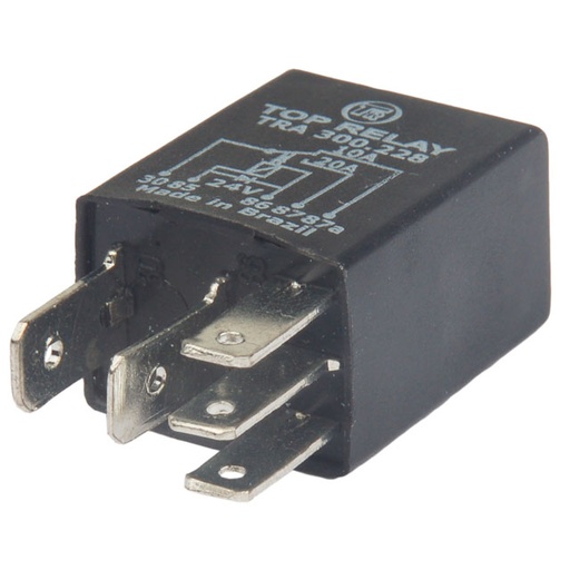 [TRA300228] MINIRELÉ AUXILIAR, 5 TERMINALES,  3(4,8MM) Y 2(6,3MM) 24V 10/20 A CON DIODO  VEHÍCULOS ELECTRÓNICOS