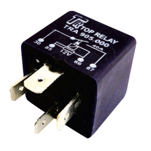 [TRA905000] REL AUXILIAR, 4 TERMINALES, DOSINVERTIDOS (30 Y 86) 12V 40A CONRESISTENCIA