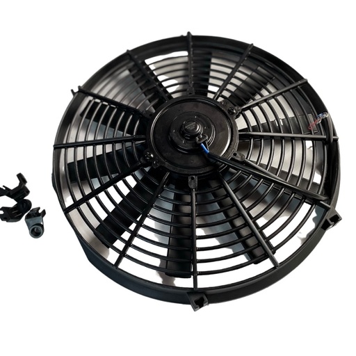 [GE1147] Motoventilador Universal 14" 12V 10Aspas Ø Motor Horario P200W Aspira Ø Helice355Mm Sin Aire