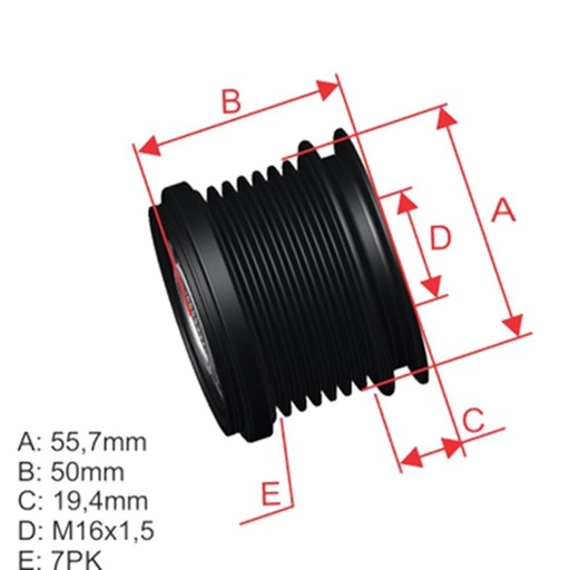 [ZM-96.012.30] Polea Rueda Libre Mercedes Benz C160 C180 C200 C230 C250 Clk160 180 200 E200 250 Sprinter 7X16 2711550215 595258 535016510 5673