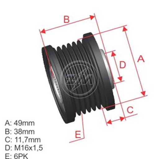 [ZM-96.012.01] Polea Rueda Libre Renault Laguna I Trafic Ii Master Megane Volvo S40 I 1.9 V40 1.9 6X16 2315100Q0B 8200584040 5410