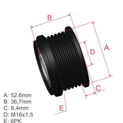 [ZM-96.012.02] Polea Rueda Libre Nissan Altima 2.5 Sentra 2.5 Xtrail T30 02 Renault Koleos 6X16 23151Ja02A 2650319