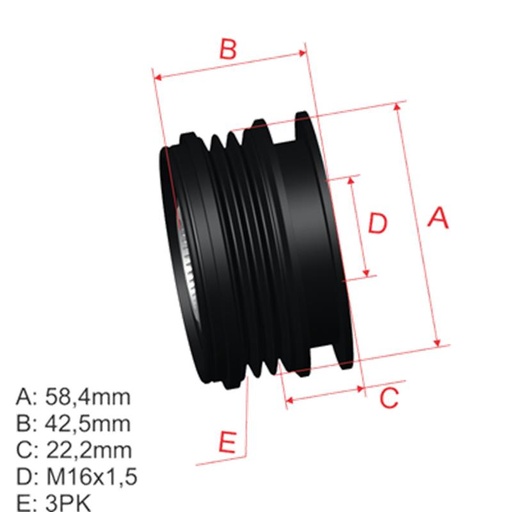 [ZM-96.001.08] Polea Rueda Libre Renault Clio Logan 16X3