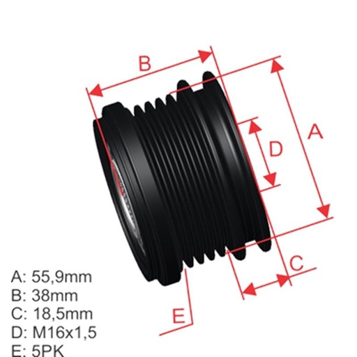 [ZM-96.000.77] Polea Rueda Libre Chevrolet Astra 2.2 Vectra 2.0 Zafira 2.2 Opel 1204419 1204376 F00M147875 96.000.77 16X5