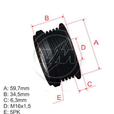 [ZEN-5466] Polea Rueda Libre Hyundai Terracan 1999-2001 Kia Carnival 5X16 373214X210 373214X300 96.012.16