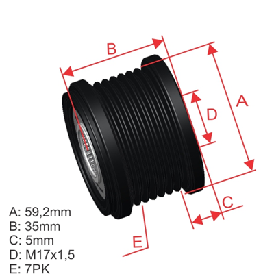 [ZEN-5528] Polea Rueda Libre Fiat Punto Bravo 1.6 2.0 Punto Stilo 6X17 77363948 1210411140 96.005.17