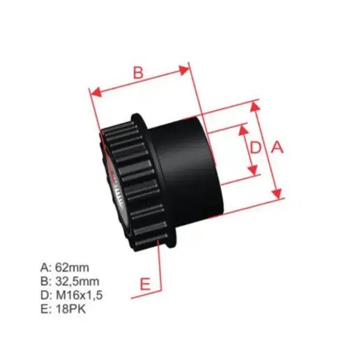 [ZEN-5533] Polea Rueda Libre Volkswagen Vw Touareg 2.5 Transporter T5 2.5 Volvo Xc90 18X16 070903201C 070903201E 96.000.90