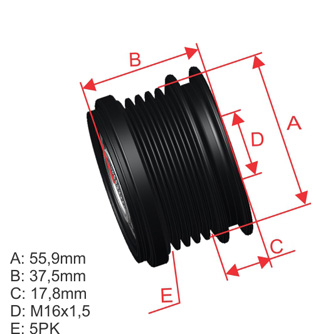 [ZM-96.000.68] Polea Rueda Libre Renault Clio Ii Grand Scenic Ii Megane Ii Thalia Ii 5X16 A660C300Bx 7701476465 8200113636