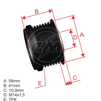 [ZM-96.005.23] Polea Rueda Libre Toyota Corolla 2.0 Prado Lexus Rav 4 Iii Yaris 1.3 7X14 274150L050 2741526010 2741530010 330527