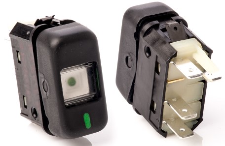 [K-3931014] Interruptor  De Tecla 24V Camiones Y Autobuses 88-12- 1 Posicion- Indicador De Posicion- Con Retorno- 4 Terminales