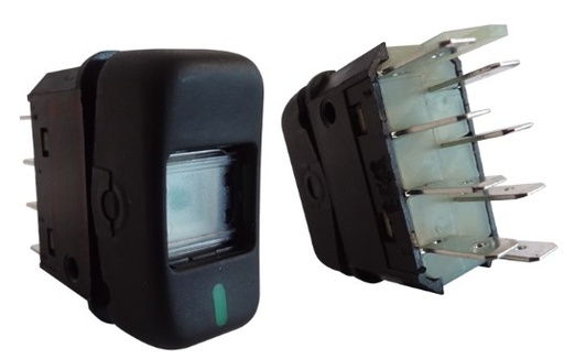 [K-3941006] Interruptor De Tecla Buses Marcopolo 2 Posiciones-Indicador De Posicion-Con Retorno- 8P 24V