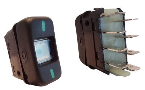 [K-3941009] Interruptor De Tecla Buses Marcopolo 2 Posiciones-Indicador De Posicion-Con Retorno-Con Indicador De La Otra Posicion 8P 12V