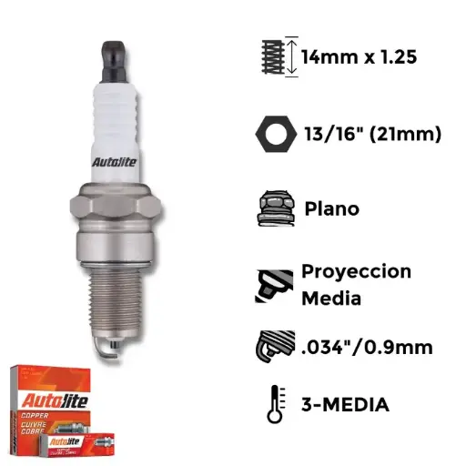 [A63] Bujías Autolite Cobre X4 - NGK BPR6ES BOSCH WR6DC CHAMP RN7YC ACEDLCO R42XLS